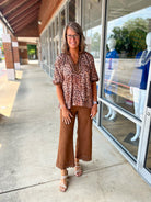 The Little Things Brown Leopard Print V - Neck Top - A'Bekah's Boutique