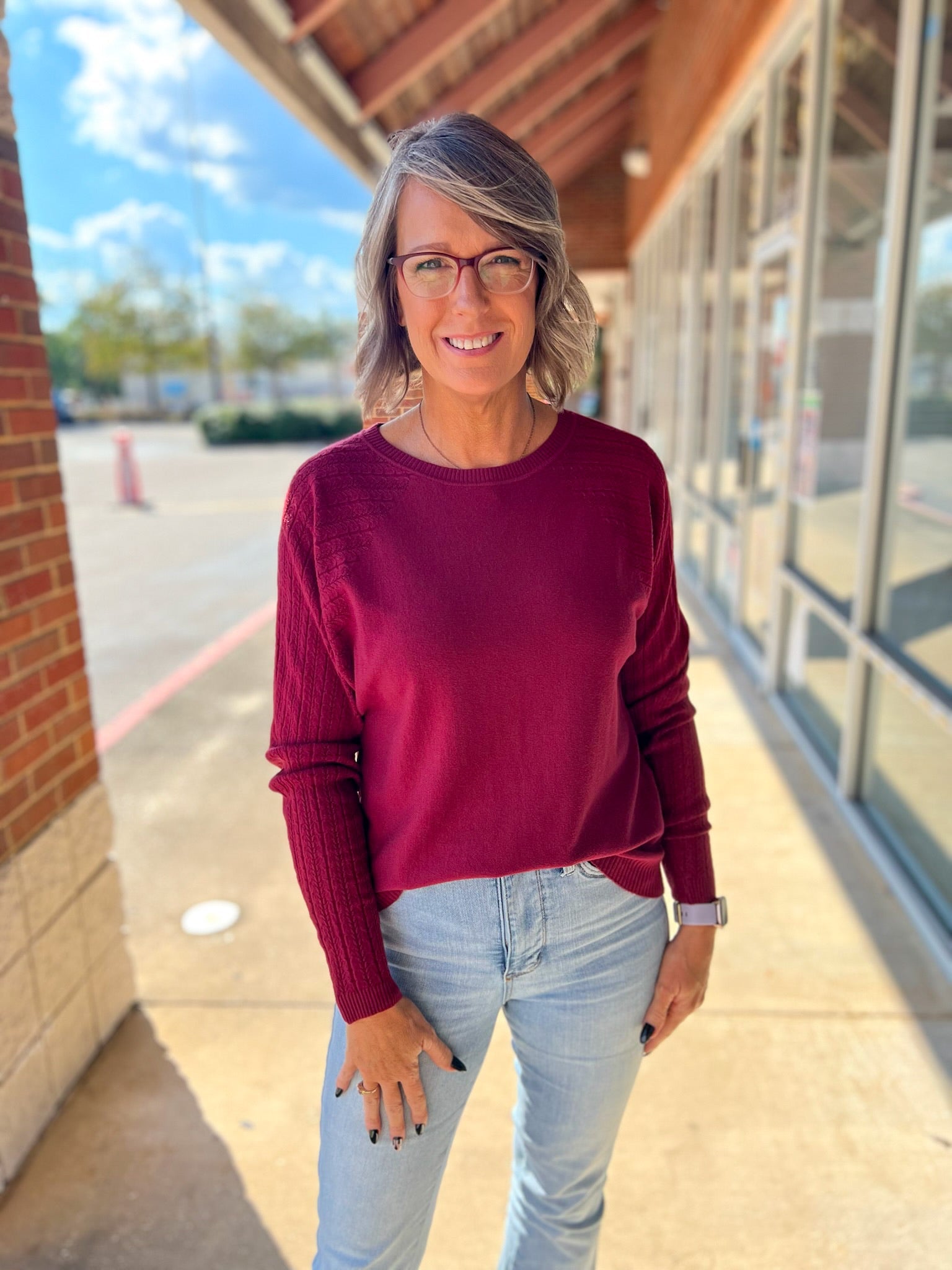 Think Positive Rosewood Fine Gauge Sweater - A'Bekah's Boutique