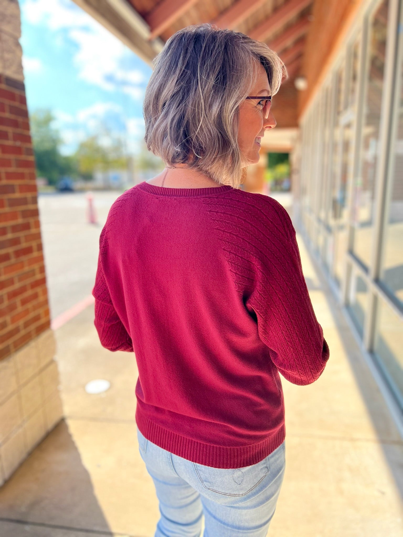 Think Positive Rosewood Fine Gauge Sweater - A'Bekah's Boutique