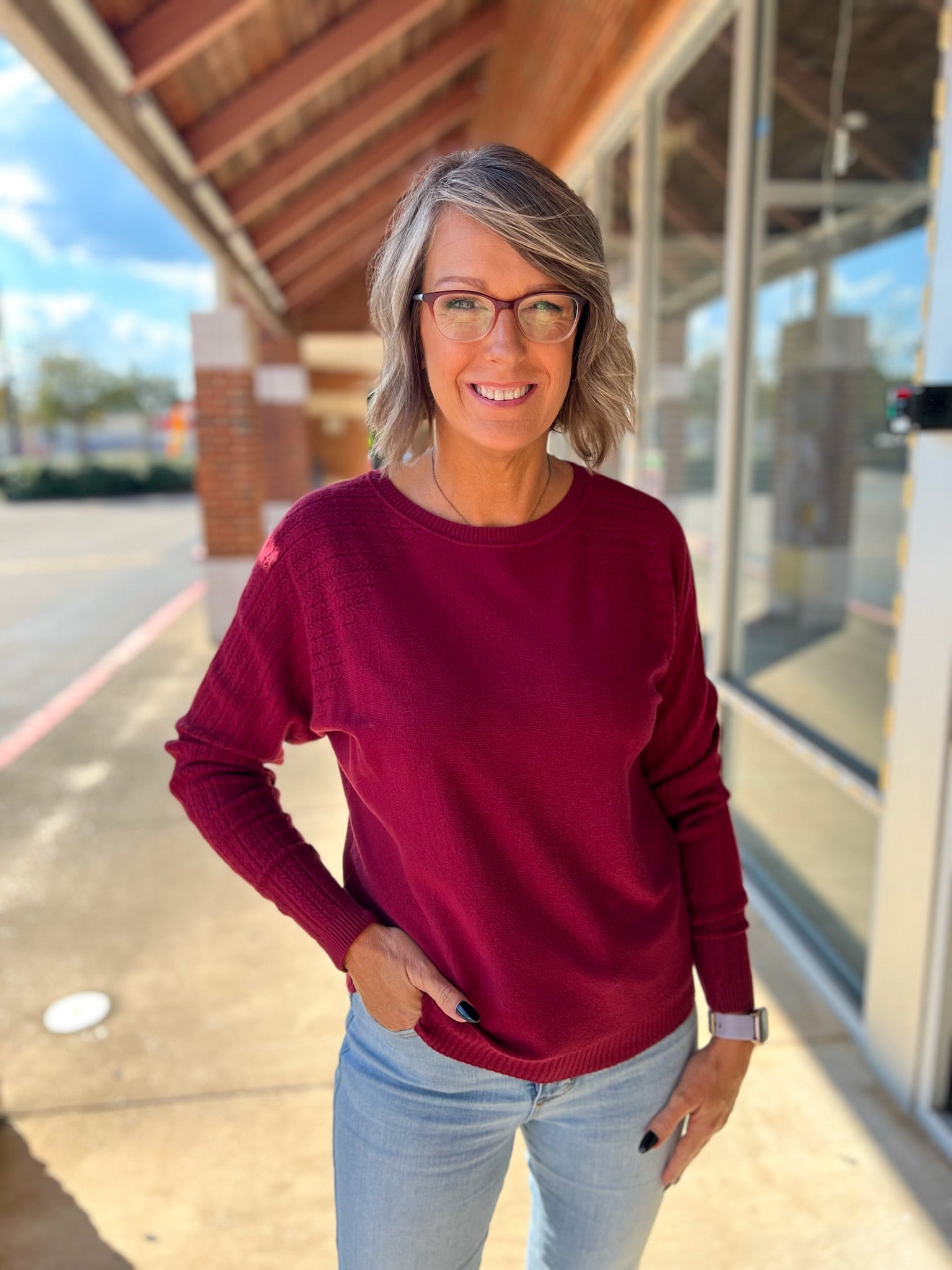 Think Positive Rosewood Fine Gauge Sweater - A'Bekah's Boutique