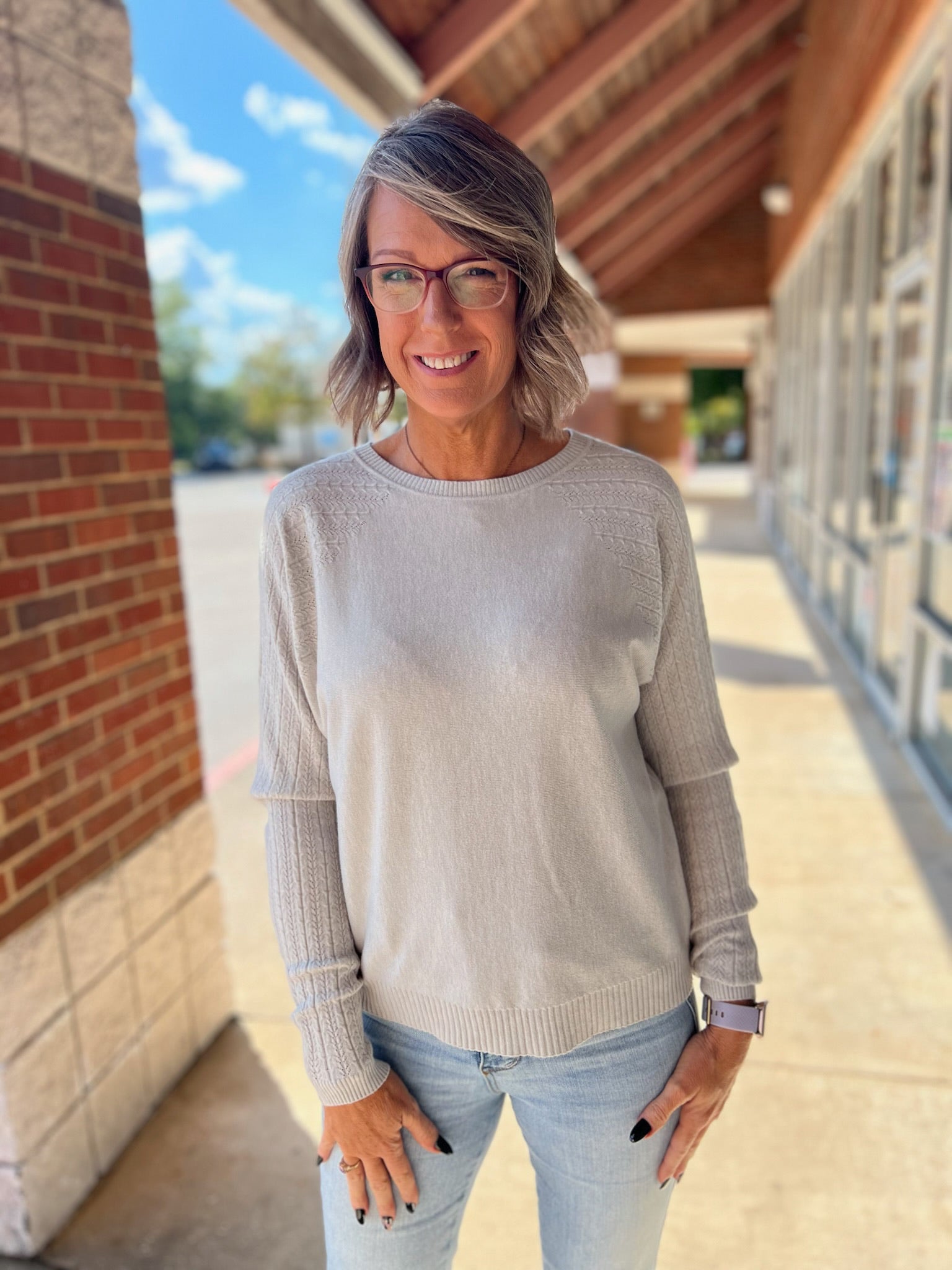 Think Positive Soft Gray Fine Gauge Sweater - A'Bekah's Boutique
