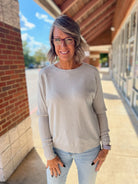 Think Positive Soft Gray Fine Gauge Sweater - A'Bekah's Boutique