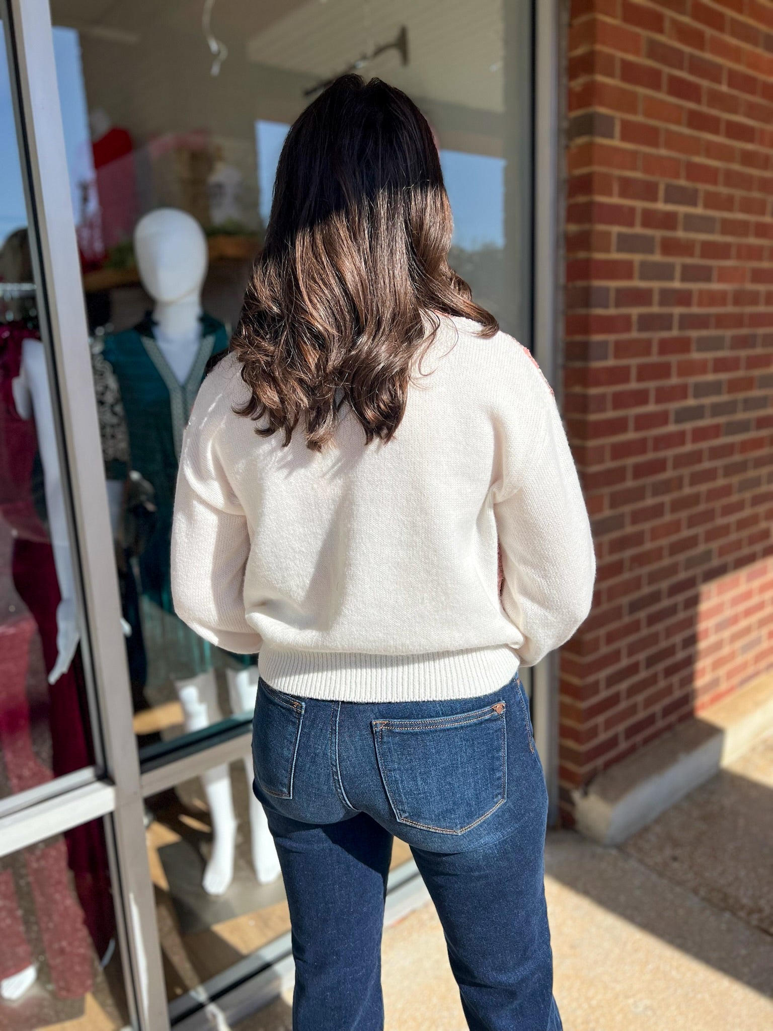 Thoughts Of You Cream Floral Motif Sequin Long Sleeve Sweater - A'Bekah's Boutique