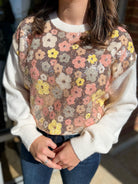 Thoughts Of You Cream Floral Motif Sequin Long Sleeve Sweater - A'Bekah's Boutique