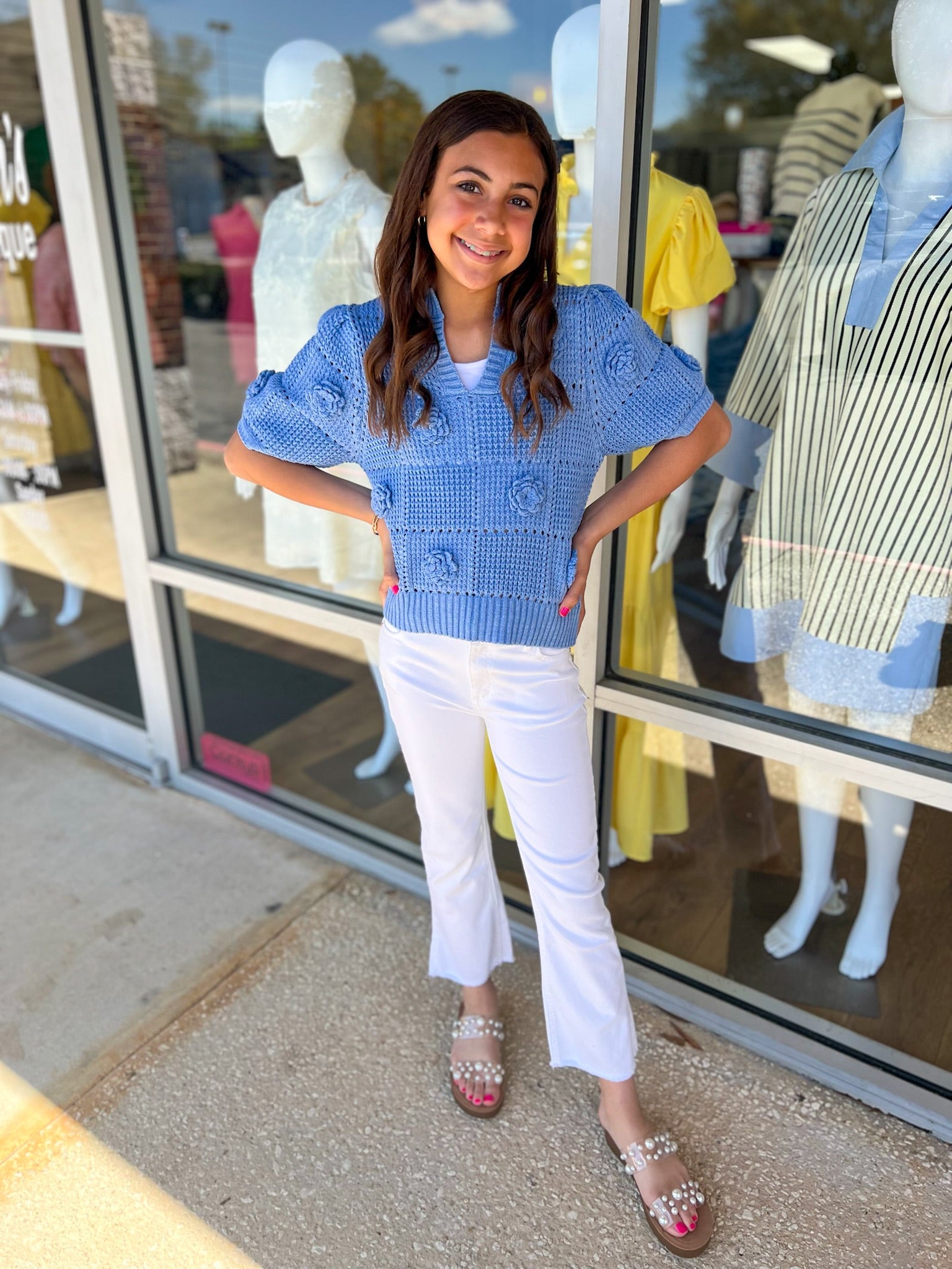 Tractr Girls White High Rise Cropped Jeans - A'Bekah's Boutique