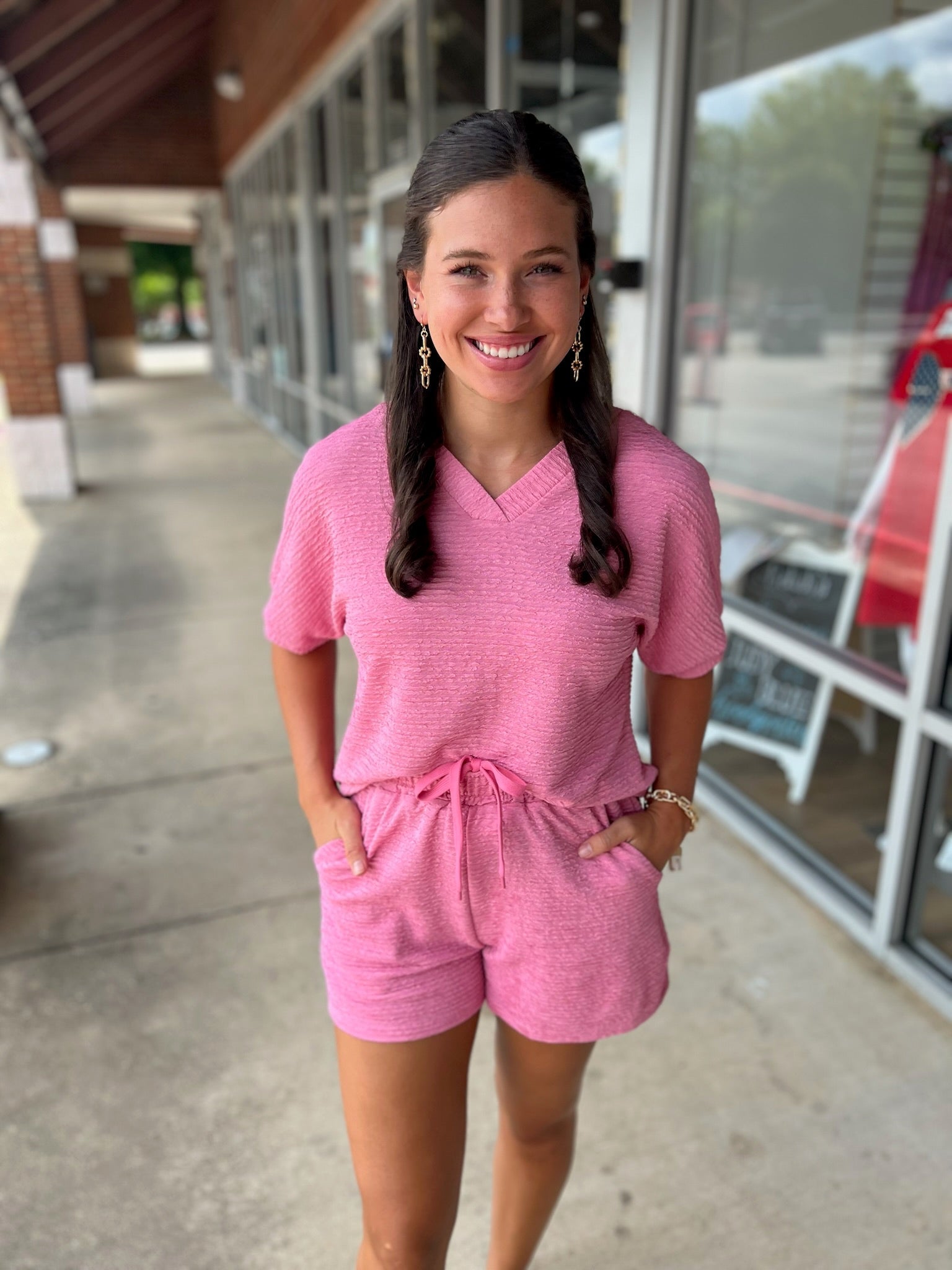 Truly Yours Pink Textured Short Set - A'Bekah's Boutique