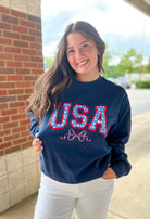USA Stars & Bow Navy Sweatshirt - A'Bekah's Boutique