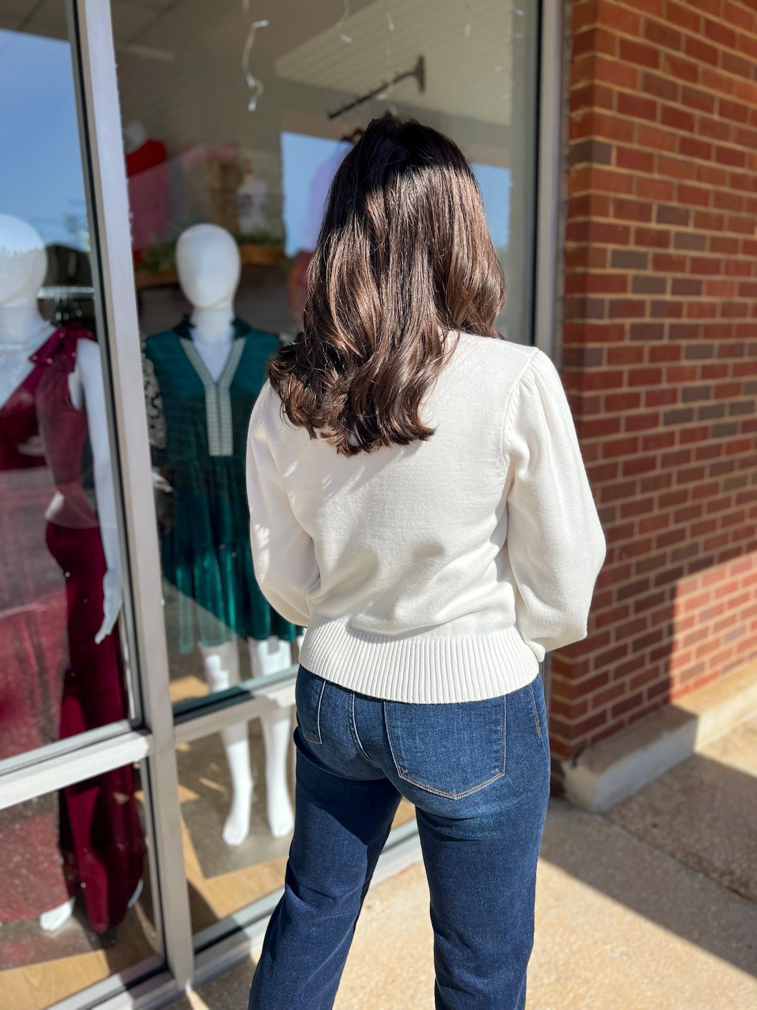 What A Surprise Cream Long Sleeve Sweater with Pink Bow Details - A'Bekah's Boutique