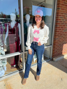 What A Surprise Cream Long Sleeve Sweater with Pink Bow Details - A'Bekah's Boutique