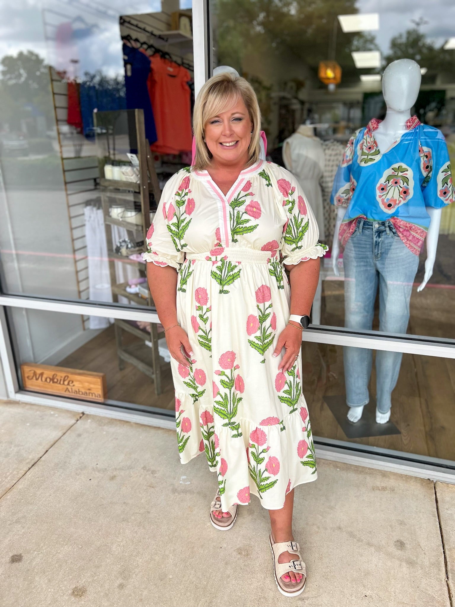When You Know Cream Floral Midi Dress - A'Bekah's Boutique