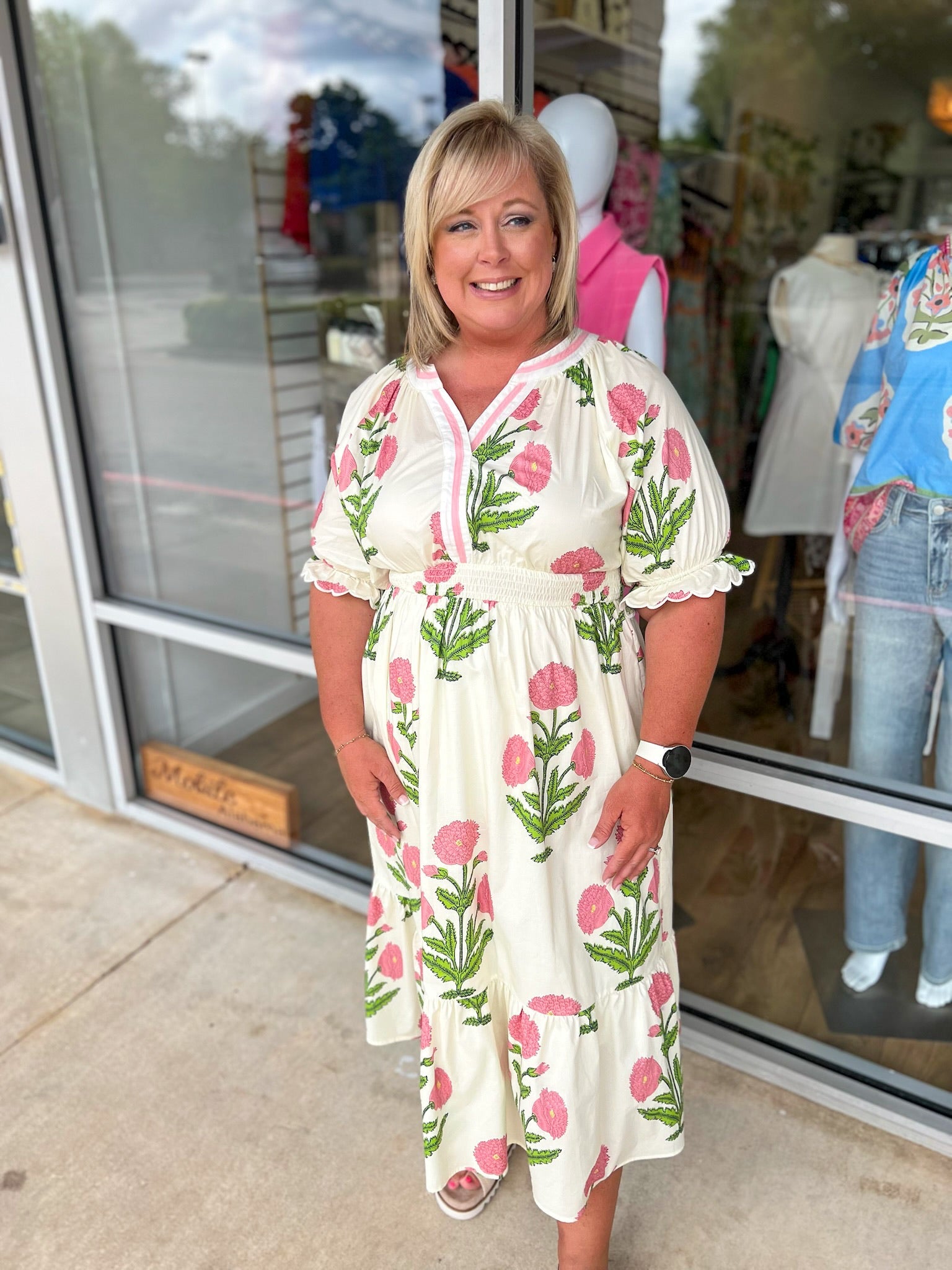 When You Know Cream Floral Midi Dress - A'Bekah's Boutique