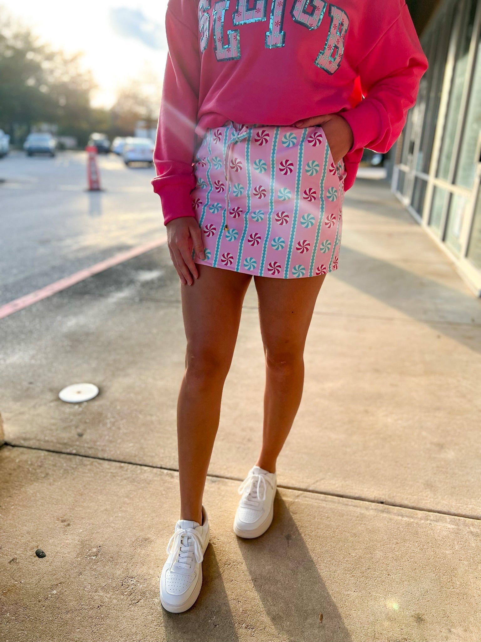 Whimsy Peppermint Christmas Skort with Pockets (C) - A'Bekah's Boutique