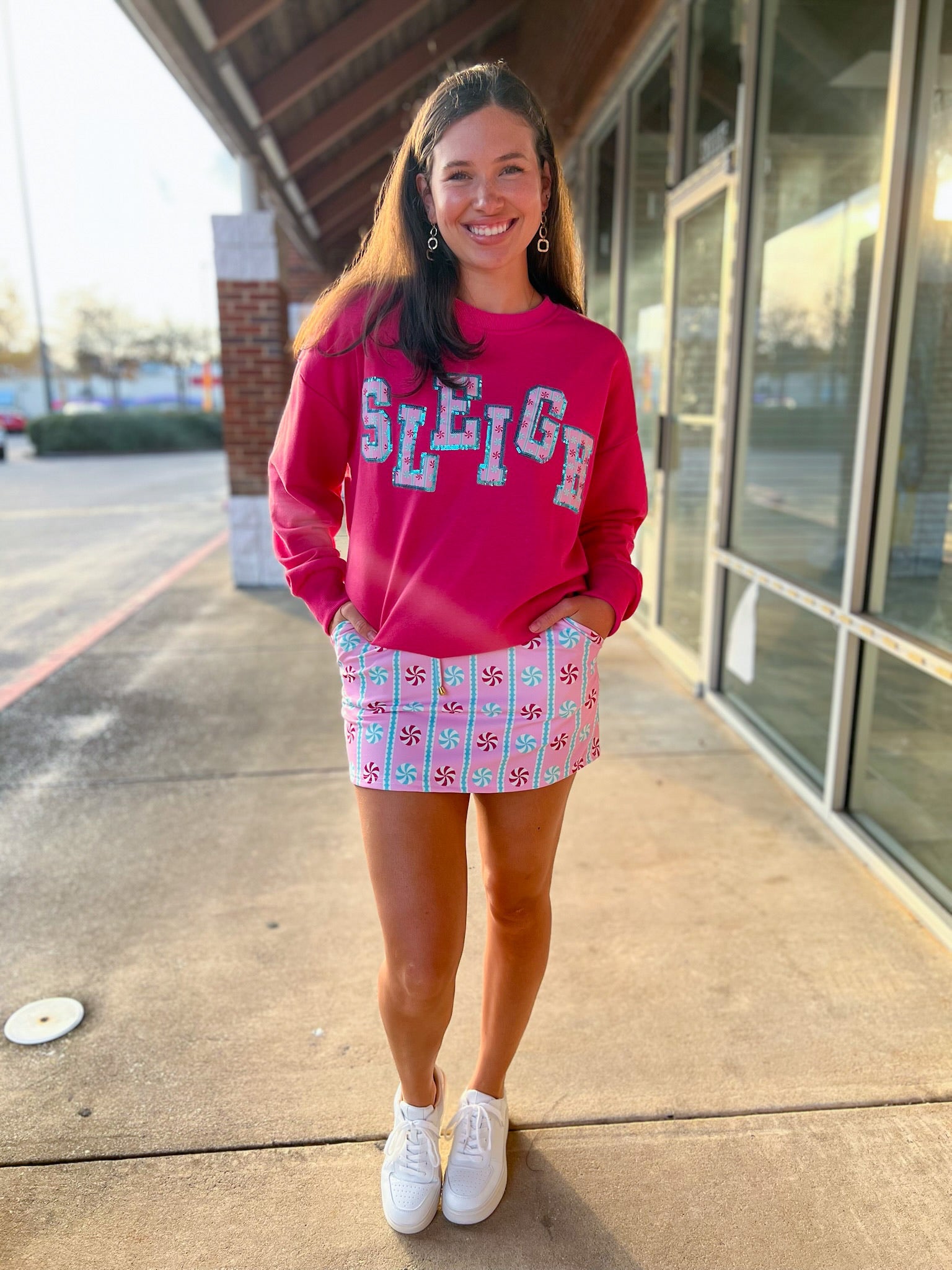 Whimsy Peppermint Christmas Skort with Pockets (C) - A'Bekah's Boutique