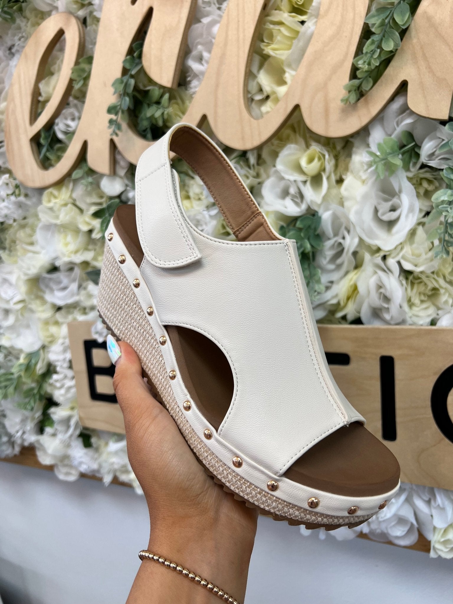 White For Keeps Black Wedge - A'Bekah's Boutique