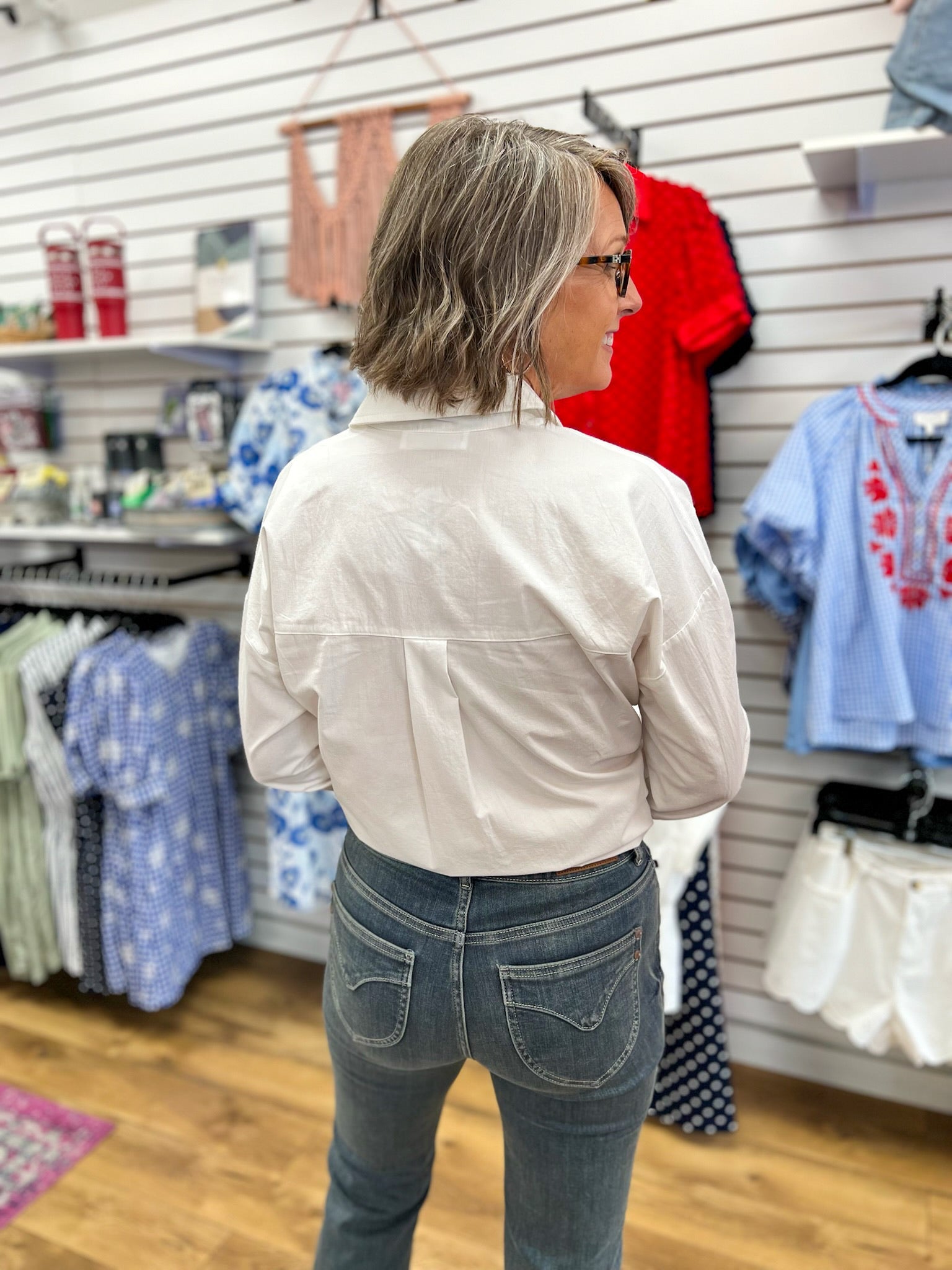 White Long Sleeve Button Up Poplin Shirt - A'Bekah's Boutique
