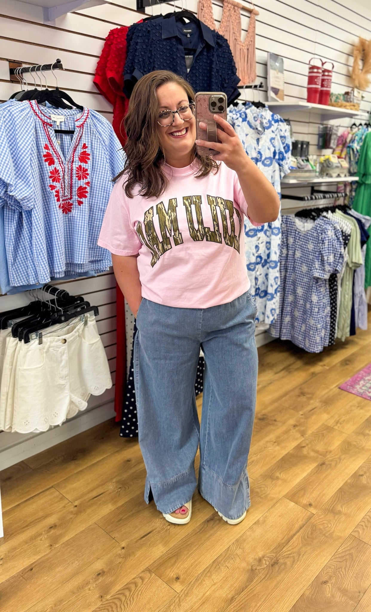 Wide Leg Elastic Waist Denim with Pockets - A'Bekah's Boutique