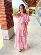 Win The Crowd Taupe and Fuchsia Tiered Maxi Dress - A'Bekah's Boutique