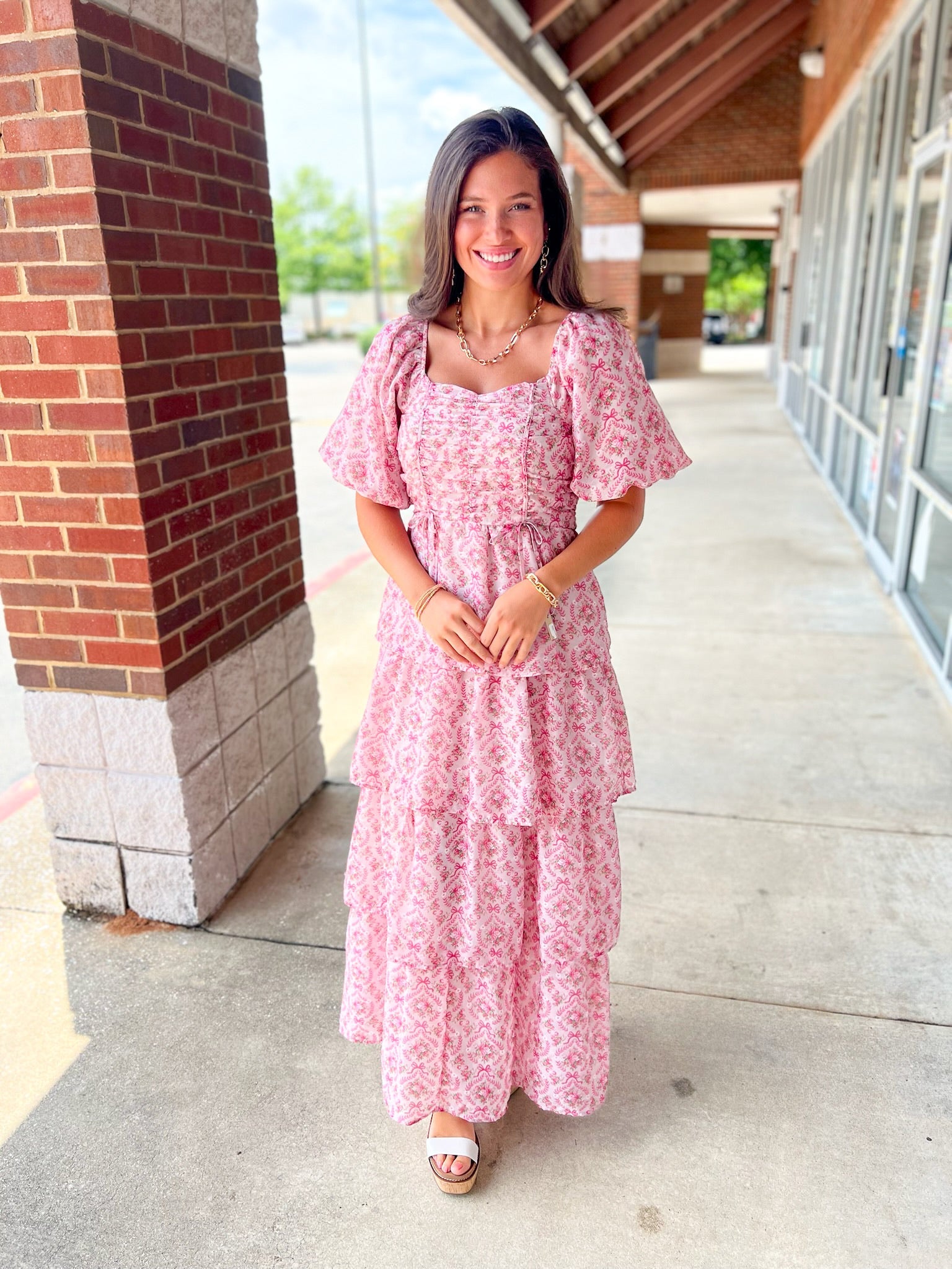 Win The Crowd Taupe and Fuchsia Tiered Maxi Dress - A'Bekah's Boutique
