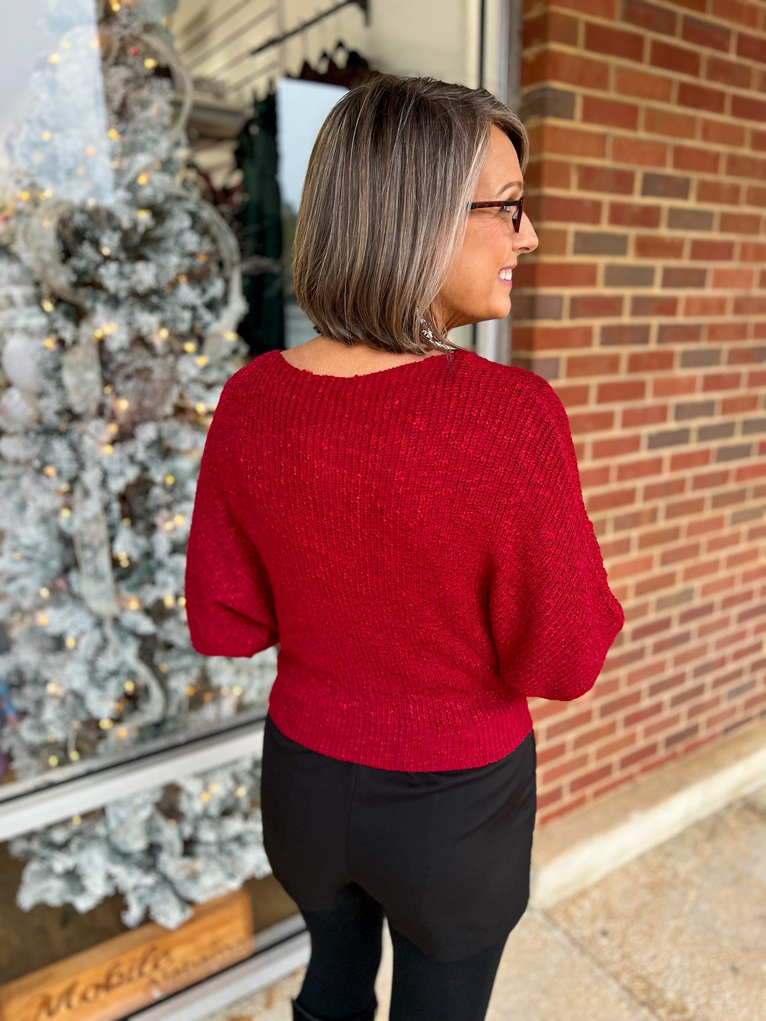 Wine Cropped Half Dolman Sleeve Sweater - A'Bekah's Boutique