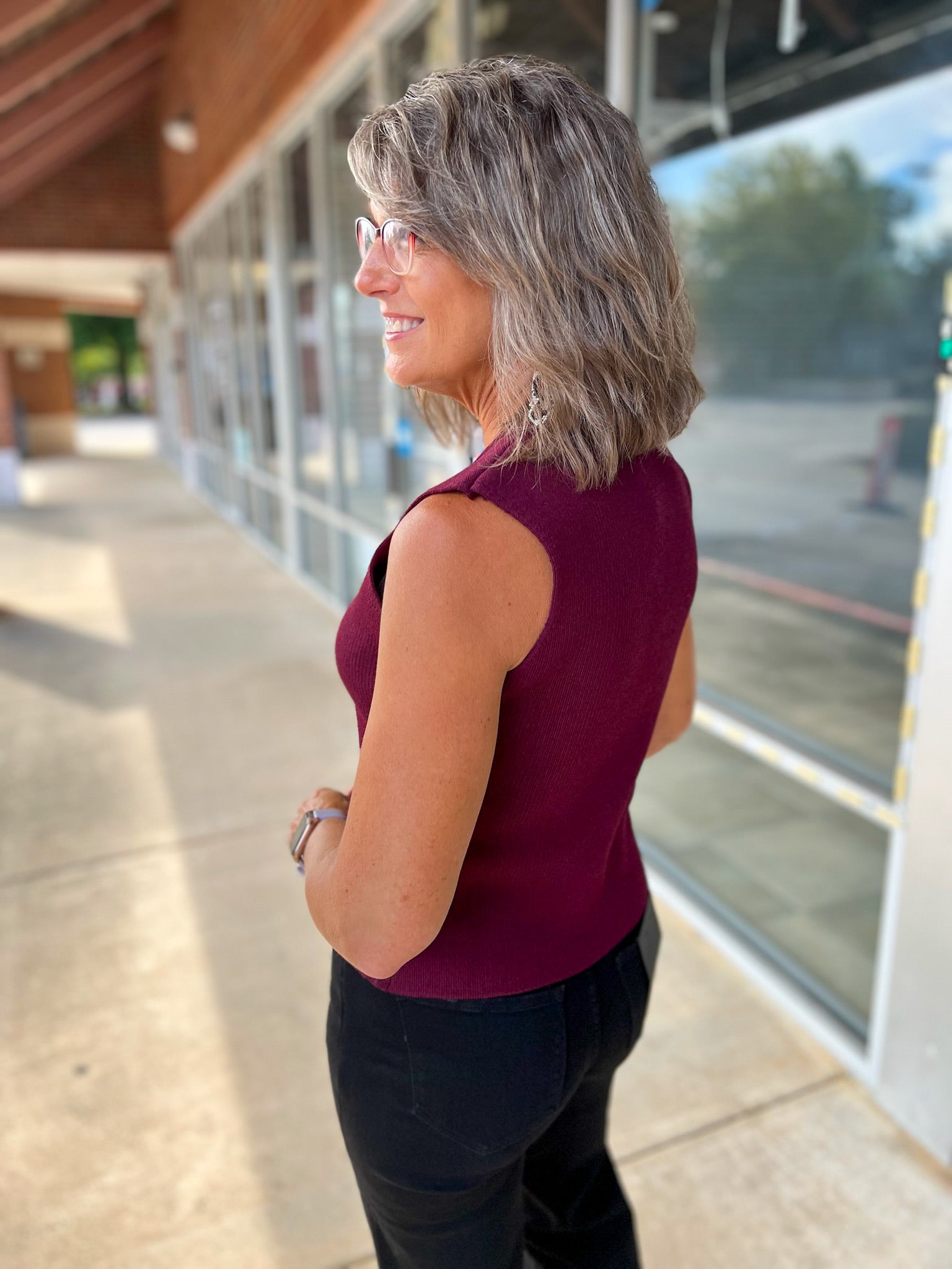 Wine Knit Sweater Vest with Gold Buttons - A'Bekah's Boutique