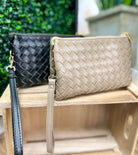 Woven Vegan Leather Crossbody Envelope Purse - A'Bekah's Boutique