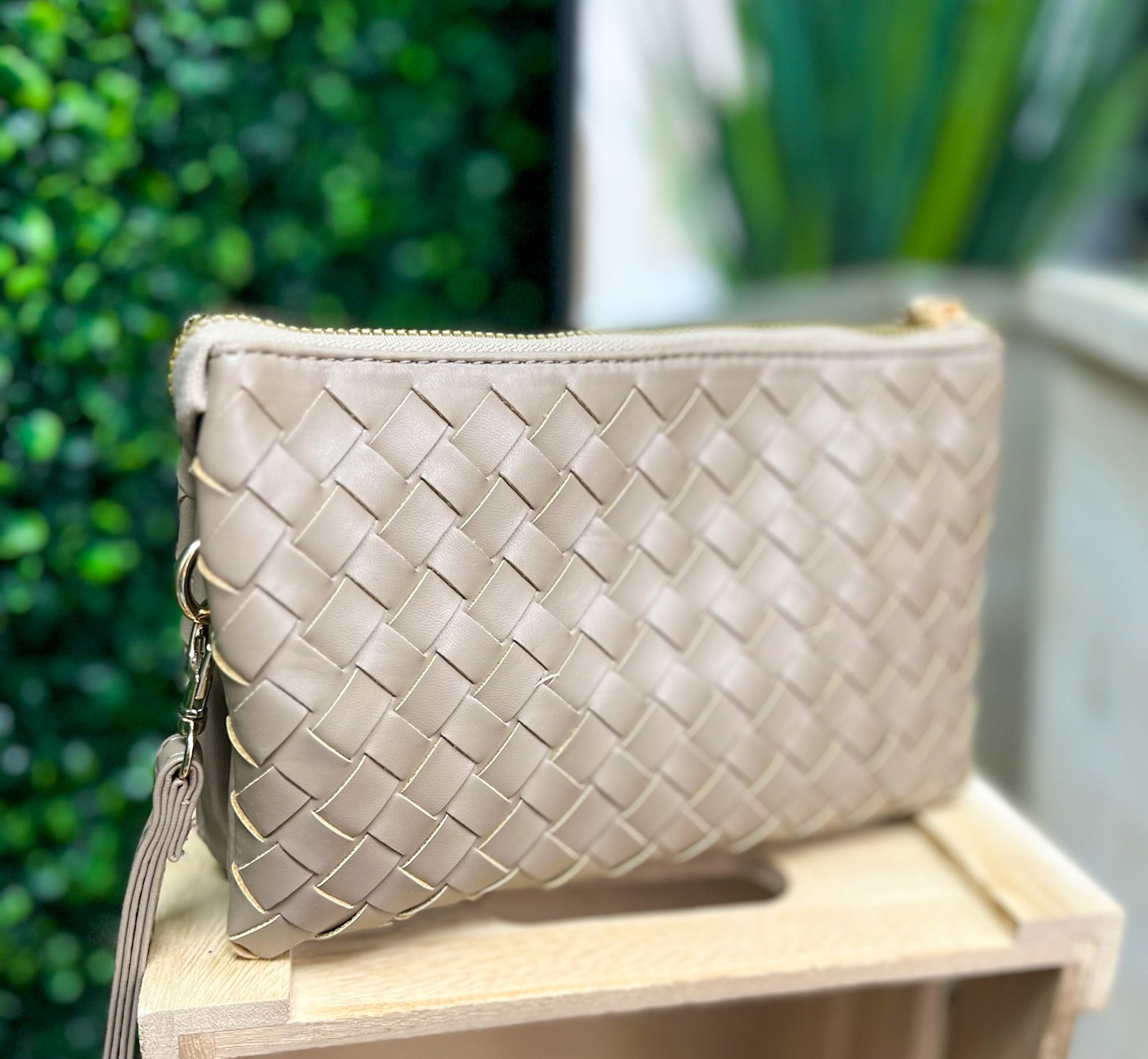 Woven Vegan Leather Crossbody Envelope Purse - A'Bekah's Boutique