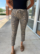 YMI Cheetah Print High Rise Pull On Joggers with Drawstring - A'Bekah's Boutique