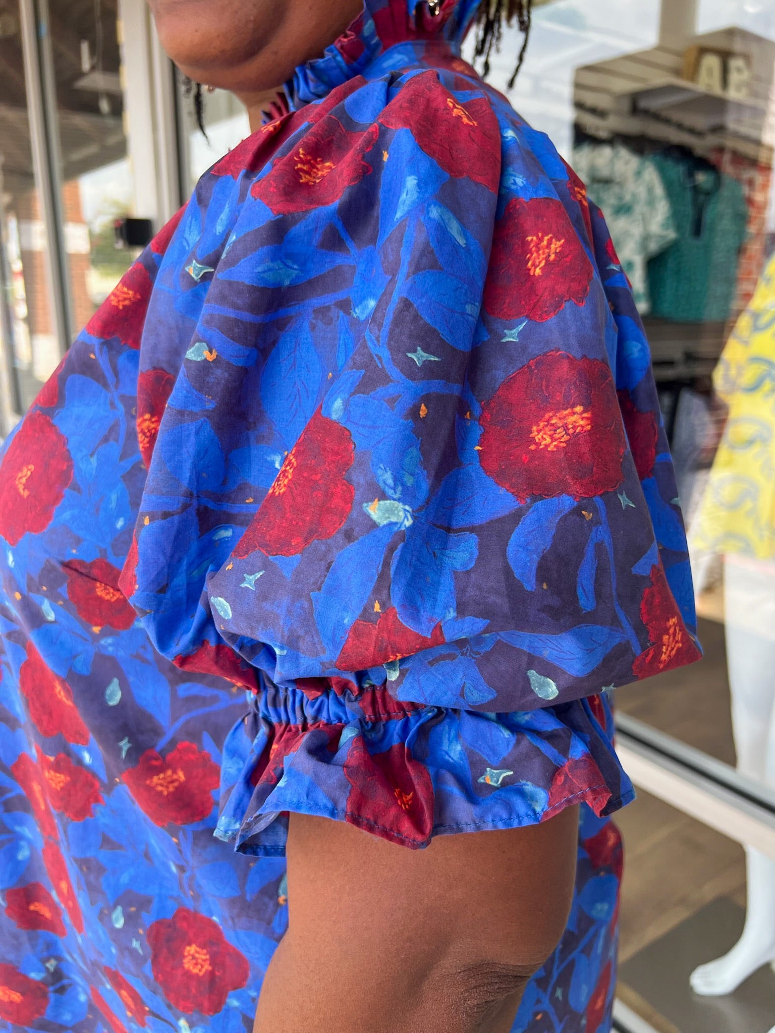 Your Time Midnight Blue Floral V - Neck Top (C) - A'Bekah's Boutique