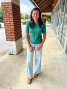 You've Got A Way Dry Herb Green Short Sleeve Sweater - A'Bekah's Boutique