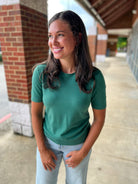You've Got A Way Dry Herb Green Short Sleeve Sweater - A'Bekah's Boutique